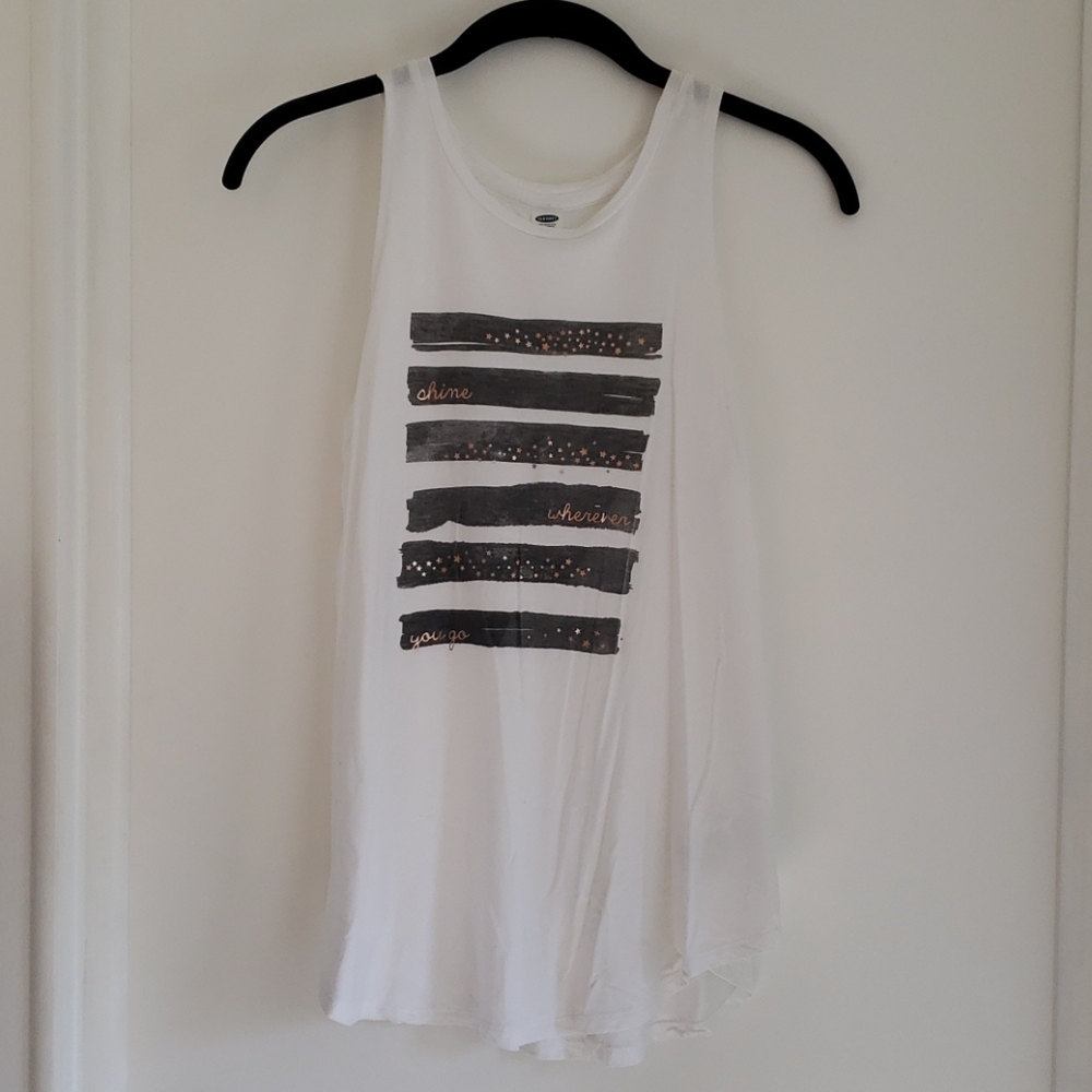 White tank top w/design - shine wherever you go